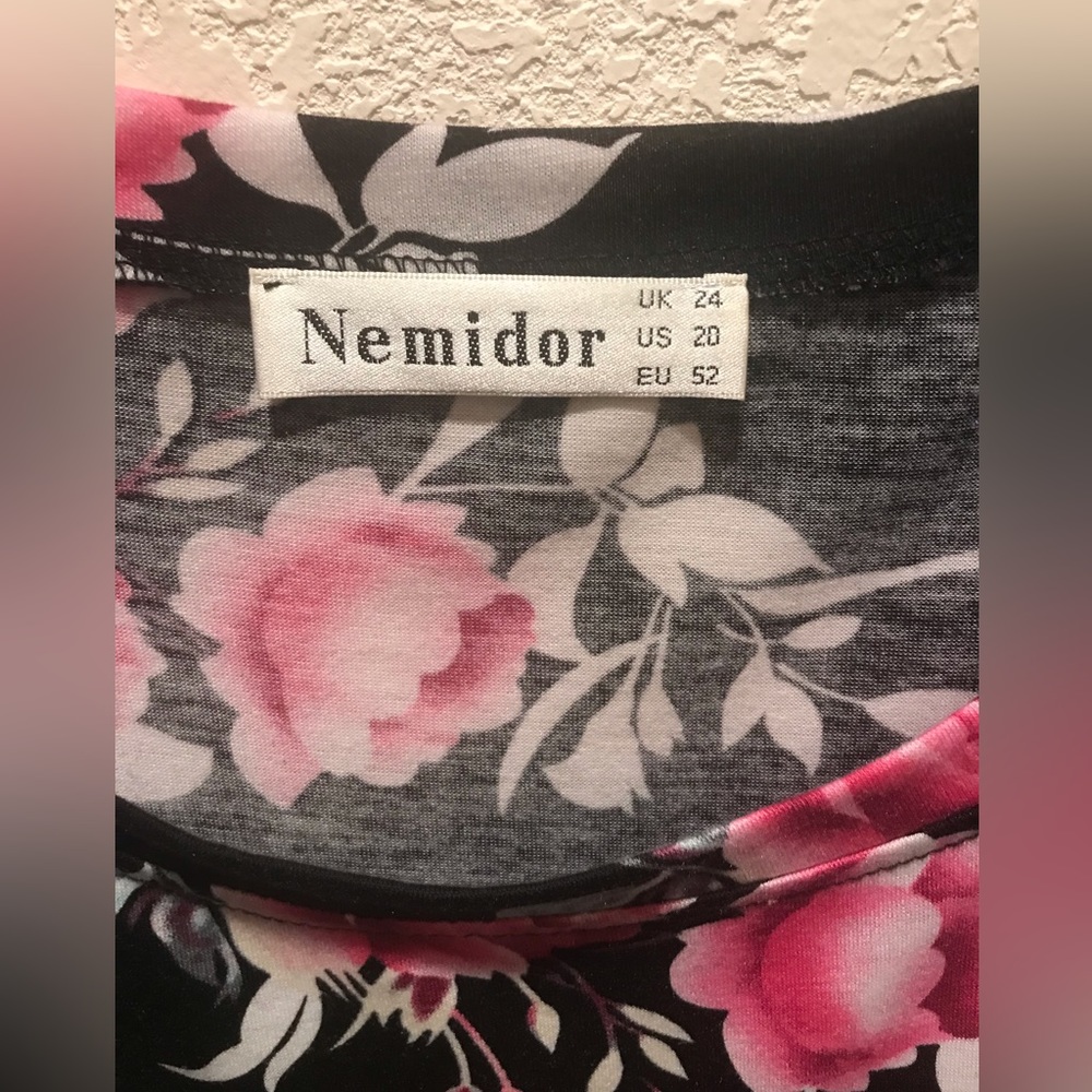 Black dress with pink floral pattern!